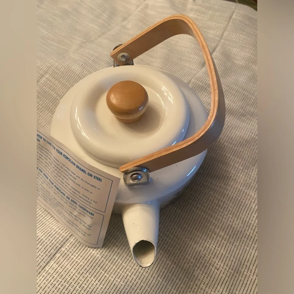 Royal Limited Holly Holiday-Holly w/ Gold Rim- Metal Tea Kettle with Wood Handle
